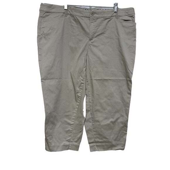 Intro Jonathan Ross Women’s 20W Capri Pants Tan Stretch Cotton Blend Straight - Picture 1 of 8